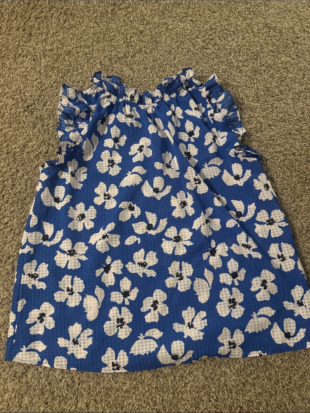Who What Wear Blue Floral Ruffle Tank Top